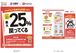 宝塚市ペイペイキャンペーン対象店舗に掲載されるポスターとリーフレット