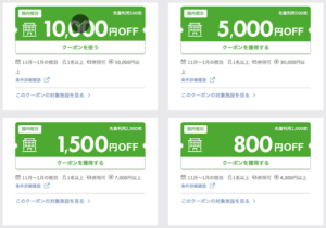 楽天トラベルクーポン祭のクーポン