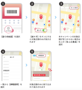 岸和田PayPayキャンペーン第2弾の対象店舗の検索方法