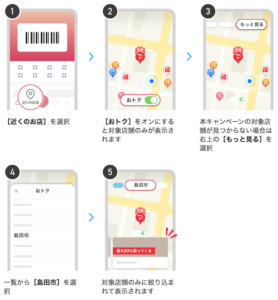 島田市ペイペイキャンペーンのアプリでの対象店舗の探し方
