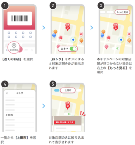 上田市ペイペイキャンペーン第2弾の対象店舗の検索方法