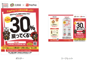 上田市PayPayキャンペーン第2弾のポスターとリーフレット