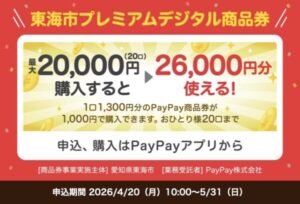 東海市プレミアムデジタル商品券の概要